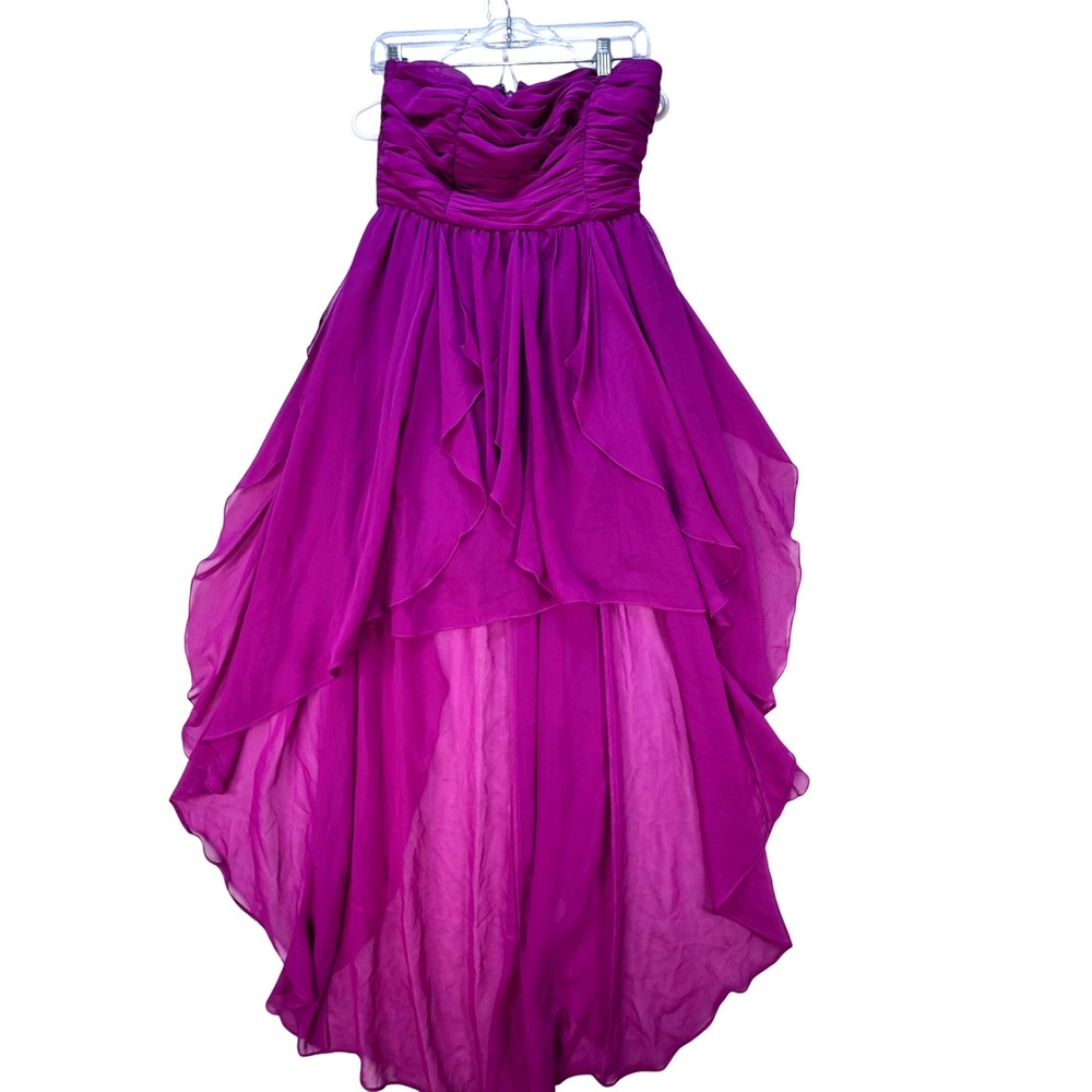 Hailey High-Low Strapless Dress Women Size 8 Purple Ruched Asymmetrical Formal